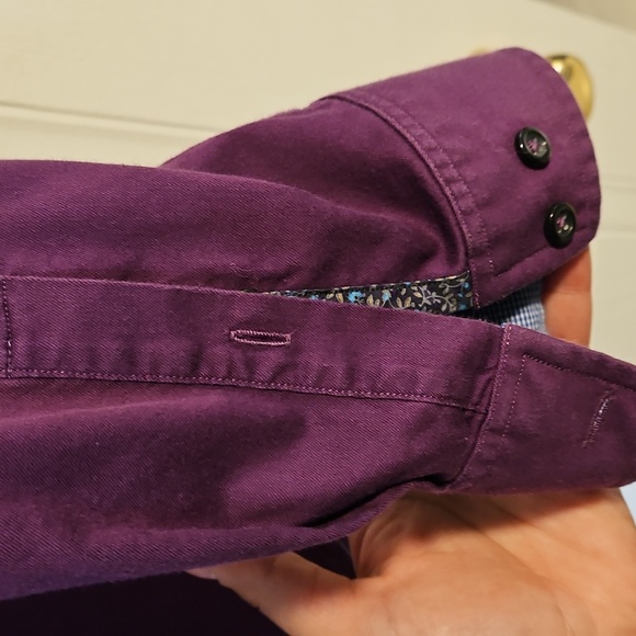 Tommy Bahama Shirt Mens Large purple Button Up Long Sleeve silk cotton - Picture 6 of 7